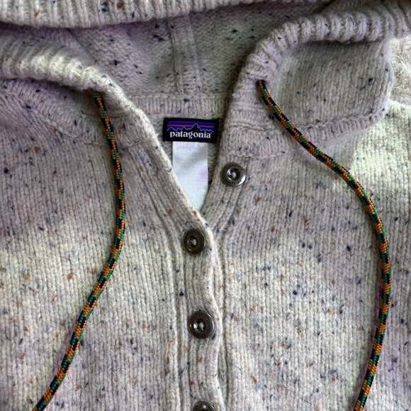 Patagonia Women’s Ranchito Speckled Wool Blend Cream Hooded Sweater, Size S - Picture 2 of 8